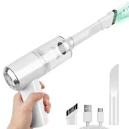 Produktbild: suloea Handstaubsauger Auto Handstaubsauger Kabellos,Auto Staubsauger Stark mit LED-Licht,USB-C Aufladbar Mini Staubsauger (310g),Autostaubsauger Handsauger für Auto,Tisch(White)
