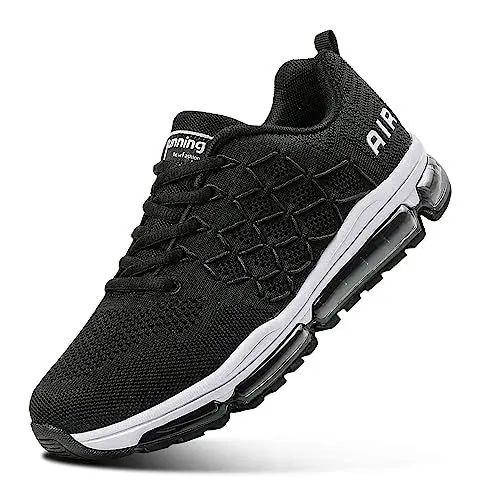Produktbild: Sumateng Herren Damen Sportschuhe Air Sneakers Turnschuhe Unisex Laufschuhe Leichtgewichts Walkingschuhe Fitness Shoes Outdoor Schuhe PureBlack 45