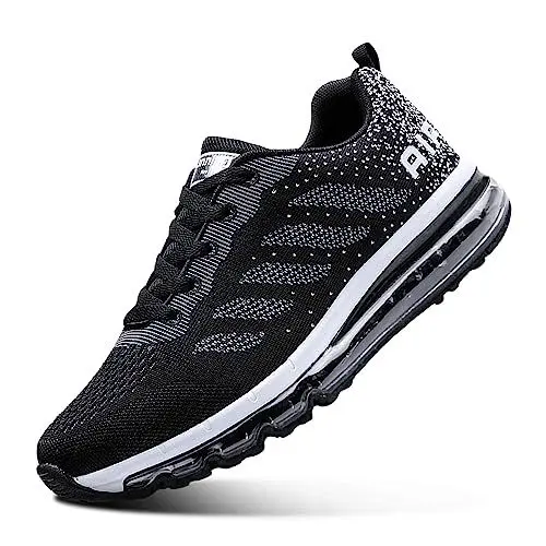 Produktbild: Sumateng Sneaker Damen Air Sportschuhe rutschfest Atmungsaktiv Laufschuhe Luftpolster Turnschuhe Leichte Schuhe Sportschuhe Herren Sneakers 833 Black White 42 EU