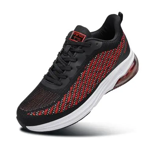 Produktbild: Sumateng Sportschuhe Air Sneaker Herren Damen Laufschuhe Leichte Atmungsaktiv rutschfest Running Jogging Sport Bequem Schuhe Black Red 43