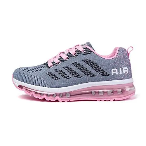 Produktbild: Sumateng Turnschuhe Herren Damen Sneakers Sportschuhe Bequeme Laufschuhe Schnürer Joggingschuhe Air Running Shoes 833 GrayPink36