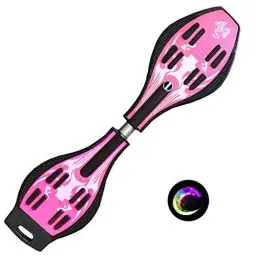 Produktbild: Sumeber Waveboard Kinder Street Surfing Roller Torsion Skateboard Double Decks Casterboards für Wave/Surf Waveboard/Castor Board mit blinkenden Rädern für Kinder/Jugendliche, rose