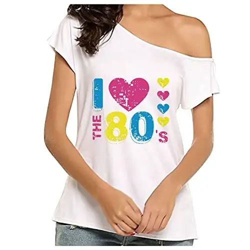 Produktbild: Volant Leger Locker Strand Kalte Schulter Ärmel Tshirt Weiblich V-Neck Sanft Sommer Offshouldershirt Buchstabenmuster Offschoulder T-Shirts Damen C692