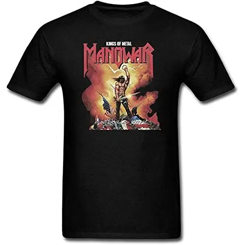 Produktbild: Summer Print Manowar Hip Hop Casual Punk Shirts Men Tees Men's O Neck 100% Cotton Short Sleeve Unisex T-Shirt Black XL
