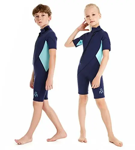 Produktbild: Summshall Neoprenanzug Kinder，2MM Neopren Shorty Wärmender Badeanzüge für Mädchen Jungen Thermal Taucheranzug Ultra Stretch Wetsuits für Wassersport