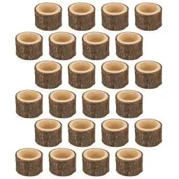 Produktbild: SUMNACON 24 Stück Teelichthalter Holz Votivkerzenhalter Kerzenleuchter Kerzenhalter Kerzenständer Dekoration für Tisch Hochzeit Weihnachtsfeier Valentinstag Heimdekoration(4CM,Braun)