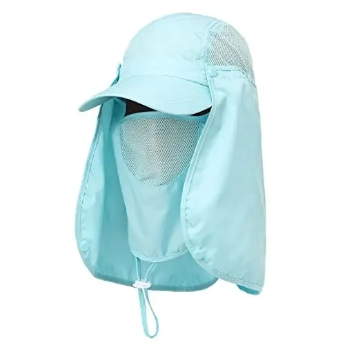 Produktbild: Sun Cap Angelmützen UPF 50+ Schutzkappen Quick Dry Baseball Cap with Removable Face Neck Cover Flap, himmelblau, M