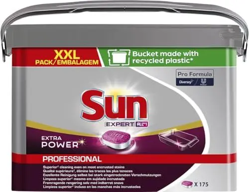 Produktbild: Sun Professional All in 1 Extra Power Tabs – Kraftvolle Premium Spülmaschientabs für die Spülmaschine für mühelose Reinigung, Geschirrspültabs für strahlenden Glanz, 175 Tabs