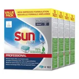 Produktbild: Sun Pro Formula All in 1 Spülmaschinentabs – Kraftvolle Premium Tabs für die Spülmaschine für mühelose Reinigung, Geschirrspültabs für strahlenden Glanz, 4 x 102 Tabs