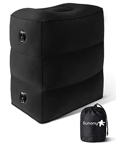 Produktbild: Sunany Aufblasbares Fußstützen kissen für Reisen, Kinder/Erwachsene, Flugzeug-Reisekissen, höhenverstellbar, für Kinder zum Schlafen auf Reisen, geeignet für Büro, Zuhause und jede Reise