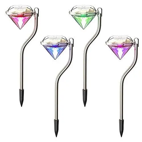Produktbild: Sunboia Solar-Leuchte Diamant Edelstahl Set 1,2V (Garten Deko, Kabellos, Spot, Strahler, LED, Farbwechsel) (4er Set) (Energieklasse A++)