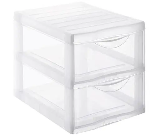 Produktbild: SUNDIS Orgamix, schubladenbox aus Kunststoff, 2 transparente Schubladen für A4-Papier, Höhe 25,5 cm, stapelbar, ideal für Schreibtisch, Unterricht, Dokumente, Zubehör