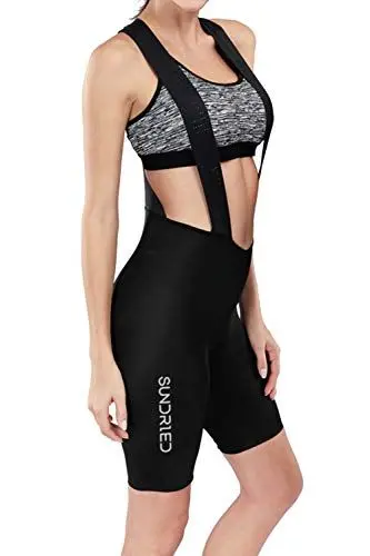Produktbild: SUNDRIED Frauen Padded Zyklus Trägerhose Premium-Bike Bekleidung Italienischer Luxus Stoff Straße und MTB Bike (Schwarz, M)