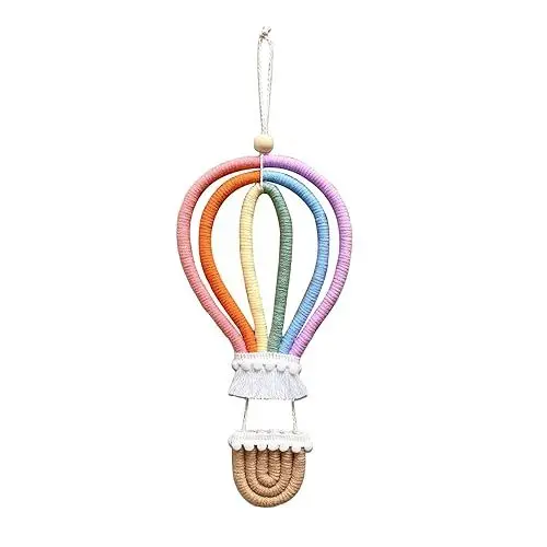 Produktbild: SUNERLORY Boho Rainbow Woven Tapestry, Wandbehang gewebt Heißluftballon Regenbogen Makramee Wanddekoration, Regenbogen Wandteppich Kinderzimmer Dekoration(Regenbogenfarbe)