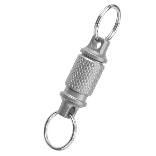 Produktbild: SUNERLORY Titan Schlüsselanhänger, Abnehmbarer Schlüsselringe mit Drehgelenk, strapazierfähig, Doppelend-Swivel-Schlüsselanhänger-Anschluss, Clip-Ring, Drehbar(Silber)