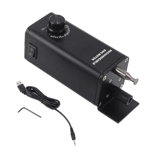 Produktbild: SUNFECILI Automatisch Rotierender Grill, Rotisserie-Motor, Aluminiumlegierung, 10 W, 3 Bis 12 V, Verstellbar, Wiederaufladbar, Gleichstrom-Elektro-Grillmotor, Ersatz für Universal-Grills