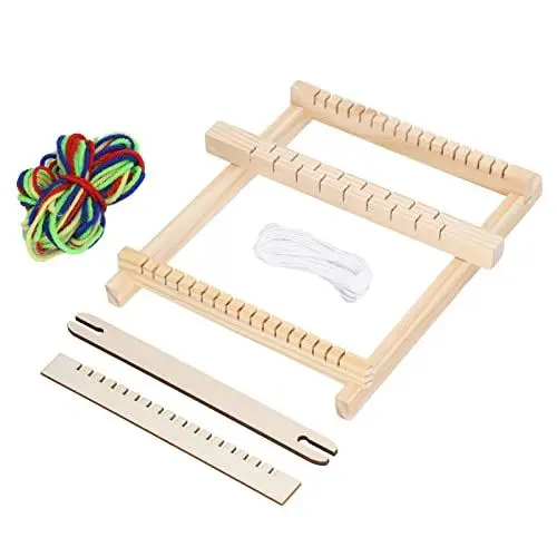 Produktbild: SUNFECILI Webstuhl für Kinder, Einfache Bedienung, Hand-Auge-Koordination, Langlebiges Webstuhl-Set aus Holz für Kinder-Anfänger, Webstuhl-Set für Kinder-Anfänger, Kunst und Handwerk,