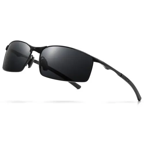 Produktbild: SUNGAIT Ultraleichte polarisierte Sonnenbrille für Herren rechteckiger Metallrahmen mit Federscharnier SGT559-HH DE