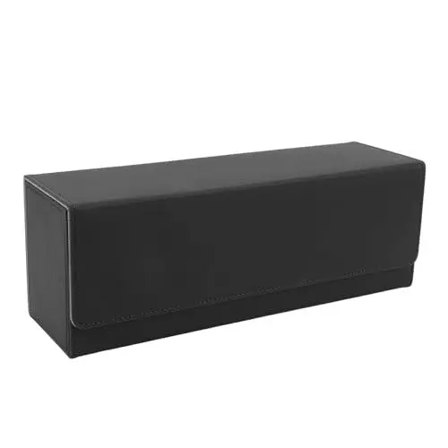 Produktbild: SUNGOOYUE Karten-Deck-Box mit Großer Kapazität PU-Leder-Karten-Aufbewahrung Sbox, Magnet Verschluss für 400 Karten, Mehrzweck, mit Geringem Gewicht, Weiche Oberfläche (Black)