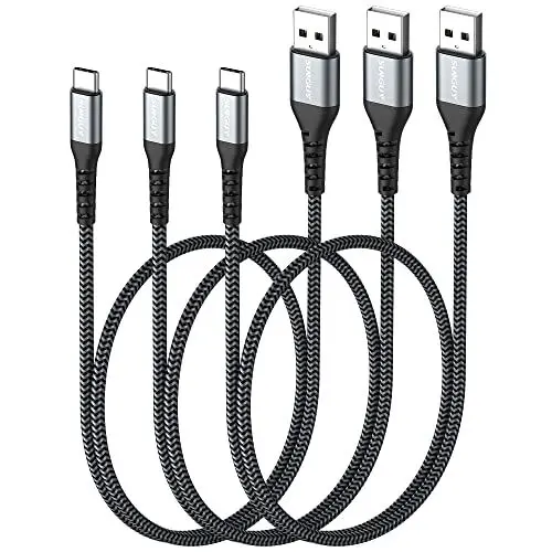 Produktbild: SUNGUY USB C Kabel, 3 Pack 0.5M USB auf USB C Kabel für Samsung Galaxy S20, Note 10 Google Pixel 7 pro, HUAWEI P30,iPhone 16/15 Pro Max-Grau