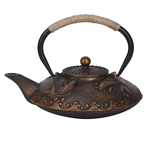Produktbild: Sunicon Gusseisen-Teekanne, 0,9 l, schwarzes Tiermuster, Gusseisen-Teekanne mit Teesieb, Retro-Gusseisen-Teekanne, Wasserkocher, Teekanne, Trinkgeschirr, Werkzeug für Tee, Kaffee
