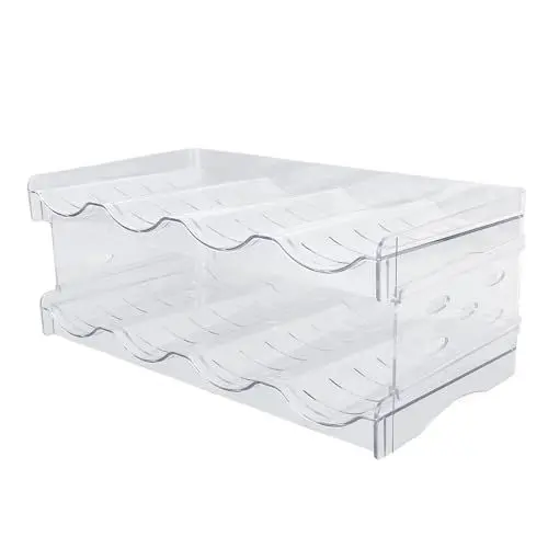 Produktbild: Sunicon Stapelbarer Wasserflaschen-Organizer für 8 Flaschen, durchsichtiges Kunststoff-Tisch-Becherregal, Weinregal, Weinkühlschrank, Speisekammer