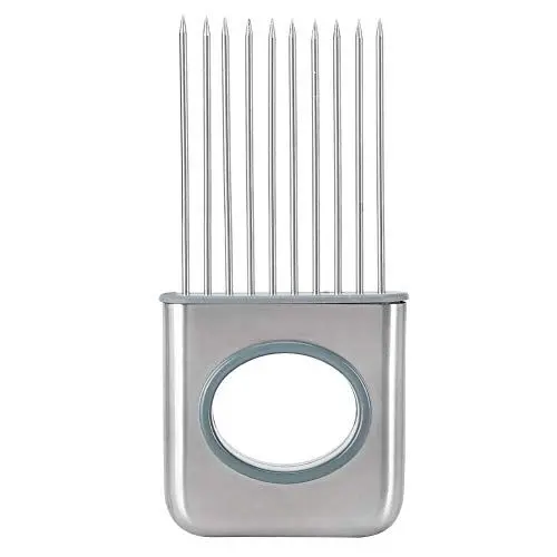 Produktbild: Sunicon Zwiebelhalter zum Schneiden, multifunktionaler Edelstahl-Zwiebelschneidehalter, Zwiebelnadel-Zitronenschneider, Zwiebelschneider zum Schneiden, Hilfswerkzeug zum Schneiden