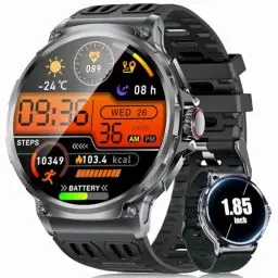 Produktbild: SUNKTA Smartwatch Herren,800 mAh Akku/1,85'' HD-Display-Sportuhr/120+ Sportmodi,IP68 Wasserdicht Großes Fitnessuhr mit Herzfrequenz,SpO2,Schlafmonitor für Android iOS 2 Silikon Armbänders