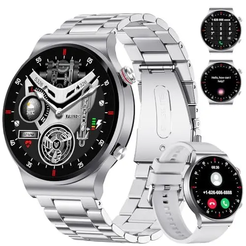 Produktbild: SUNKTA Smartwatch Herren mit Telefonfunktion, 1.39'' Aktivitätstracker Fitnessuhr mit Sprachassistent Herzfrequenz Schlafmonitor Schrittzähler Fitness Tracker Armbanduhr für iOS Android