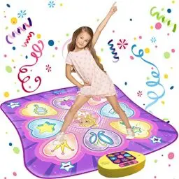 Produktbild: SUNLIN Tanzmatte Spielzeug für Mädchen Kinder 3-12, Tanz-Pad mit LED-Leuchten, einstellbare Lautstärke, 9 integrierte Musik, 7 Modi, 5 Schwierigkeits Stufen, Geschenke Geburtstag für 3 4 5 6 Jahre alt