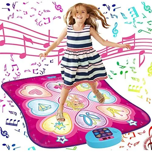 Produktbild: SUNLIN Tanzmatte - Tanzspielzeug Geschenk für Kinder Mädchen - Tanzmatte mit LED-Leuchten, einstellbare Lautstärke, eingebaute Musik, 3 Schwierigkeits Stufen (3-12 Jahre)