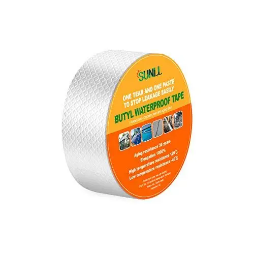 Produktbild: SUNLL Butyl wasserdichtes Band 5cm Breite x 5m Länge, Lecksichere Butyl-Dichtungsstreifen, Mehrzweckreparatur für Boot- und Rohrdichtung, HVAC-Kanäle, Dachriss, RV, Markise, Fensterdichtung, Silber