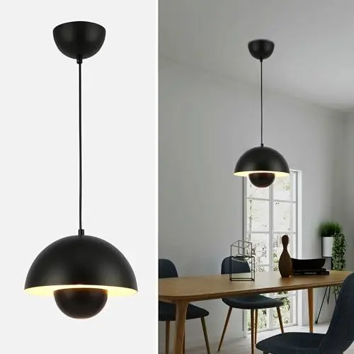 Produktbild: SUNLLOK Moderne Schwarz Pendelleuchte Esstisch – Verstellbare Metall Deckenleuchte Hängelampe – Industrielle Innen E27 Kronleuchter für Esszimmer Kücheninsel Schlafzimmer
