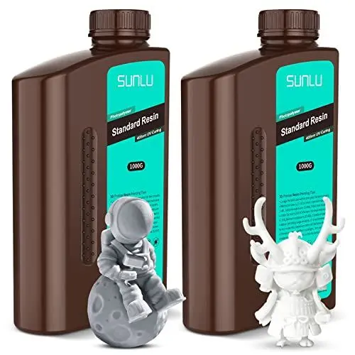 Produktbild: SUNLU 3D Drucker Resin 2KG, 405nm UV Härtendes Standard Photopolymer Schnellharz für 4K/8K LCD/DLP/SLA 3D Druck, Hohe Präzision, Geringe Schrumpfung, Grau+Weiß 2000g