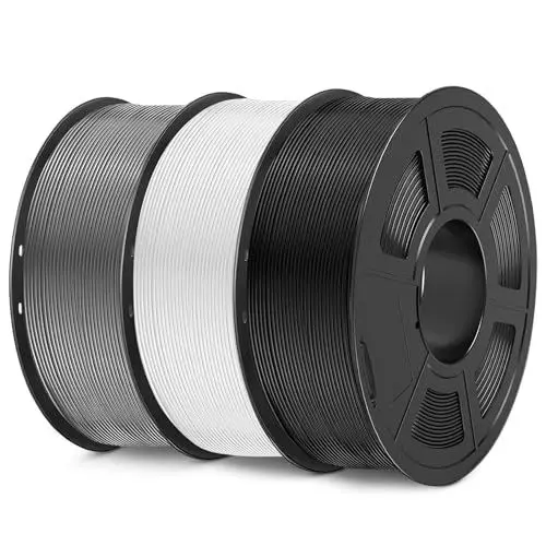 Produktbild: SUNLU PETG Filament 1,75 mm 3KG, 3D Druckerfilament Bundle, Verbesserte Zähigkeit Hohe Schlagfestigkeit, Geeignet für die Meisten FDM 3D Drucker, 1kg pro Spule, 3 Rollen, Schwarz + Weiß + Grau