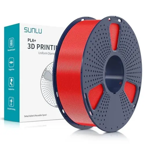Produktbild: SUNLU PLA+ Filament 1.75mm, Neatly Wound 3D Drucker Filament PLA Plus, Stark PLA+ Filament 1.75 1kg, Gute Haftung für 3D Druck, Maßgenauigkeit +/- 0.02 mm, 1KG (2.2lbs), Rot