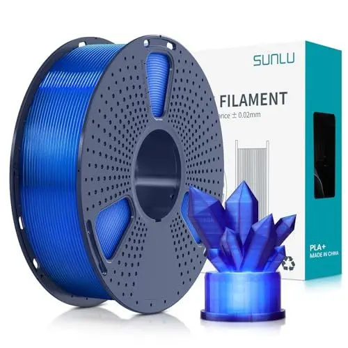 Produktbild: SUNLU PLA+ Filament 1.75mm, PLA Plus 3D Drucker Filament, Stärker belastbar, Neatly Wound, 1KG 3D Druck PLA+ Filament, Maßgenauigkeit +/- 0.02mm, Transparent blau