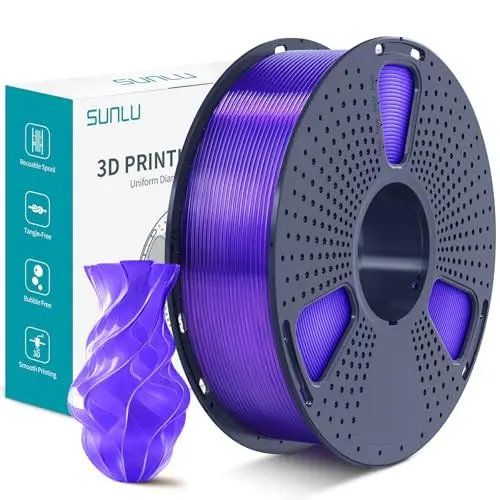 Produktbild: SUNLU PLA Plus 3D Drucker Filament, PLA+ Filament 1.75mm, robustes 3D Filament, kompatibel mit 3D FDM Druckern, Maßgenauigkeit +/- 0.02 mm, 1kg Spule (2.2 Pfund), PLA+ Transparent Lila
