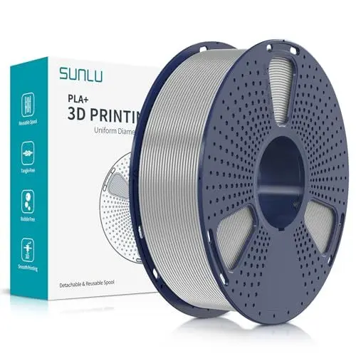 Produktbild: SUNLU PLA Plus 3D Drucker Filament, PLA+ Filament 1.75mm, sauber gewickeltes, robustes 3D Filament, kompatibel mit 3D FDM Druckern, Maßgenauigkeit +/- 0.02 mm, 1kgSpule(2.2Pfund), Silber