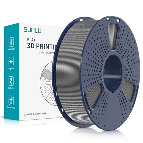 Produktbild: SUNLU PLA Plus 3D Drucker Filament, PLA+ 1.75mm, sauber gewickeltes Filament, robustes 3D Filament, kompatibel mit 3D FDM Druckern, Maßgenauigkeit +/- 0.02 mm, 1kgSpule(2.2Pfund), Grau