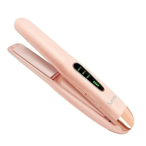 Produktbild: SUNMAY Voga Glätteisen Kabellos, Glätteisen Locken und Glätten 2 in 1, Tragbares USB Glätteisen, Akku-Haarglätter Mini Reiseglätteisen für unterwegs, 3 Ainstellbaren Temperaturen, 5000mAh (Rosa)