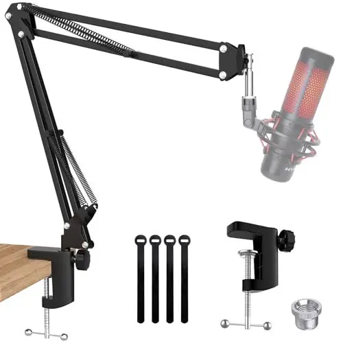 Produktbild: SUNMON Mikrofonarm für HyperX QuadCast- Universal Mic Boom Arm Mikrofon Ständer Tisch mit kabelkanal, einstellbar 3/8