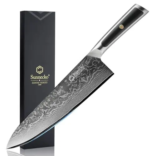 Produktbild: Sunnecko 20cm Damastmesser Kochmesser Küchenmesser - Scharf Messer aus Damaststahl, Küchenmesser mit Ergonomischer Griff