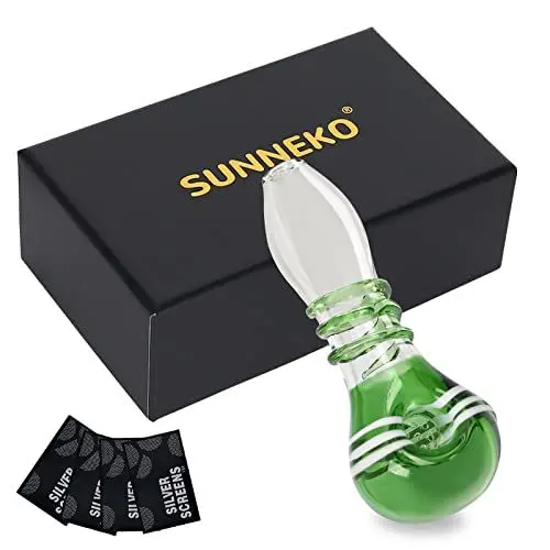 Produktbild: SUNNEKO Glaspfeife Dickes Glas Löffel Bong Hitzebeständig Geruchsneutral Taschenform Pfeife Home Dekorative Accessoires Handgefertigte Glas Pipe Kunst Sammlerstück ein Geschenk für den Liebhaber