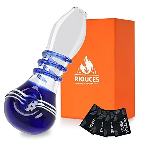 Produktbild: SUNNEKO Handgefertigte Glaspfeife aus dickem Glas – hitzebeständig, geruchsneutral, kompakt – Löffel-Bong für Zuhause oder unterwegs – dekoratives Sammlerstück