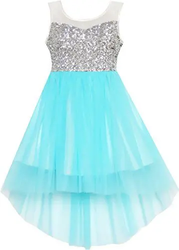 Produktbild: Sunny Fashion Mädchen Kleid Blume Blau Pailletten Masche Party Hochzeit Brautjungfer Gr. 98