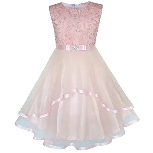 Produktbild: Sunny Fashion Mädchen Kleid Blume Blush Rosa Belted Hochzeit Party Brautjungfer Gr. 122, Size: 8