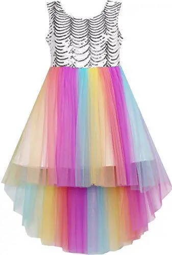 Produktbild: Sunny Fashion Mädchen Kleid Blume Bunt Pailletten Masche Party Hochzeit Brautjungfer Gr. 98