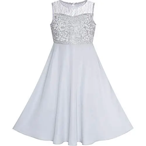 Produktbild: Sunny Fashion Mädchen Kleid Grau Chiffon Brautjungfer Maxi Ball Kleid Gr. 158