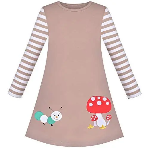Produktbild: Sunny Fashion Mädchen Kleid Meerjungfrau Prinzessin Langarm Tasche Beiläufig Baumwolle Gr. 122